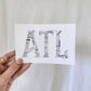 Atlanta Typography Postcard