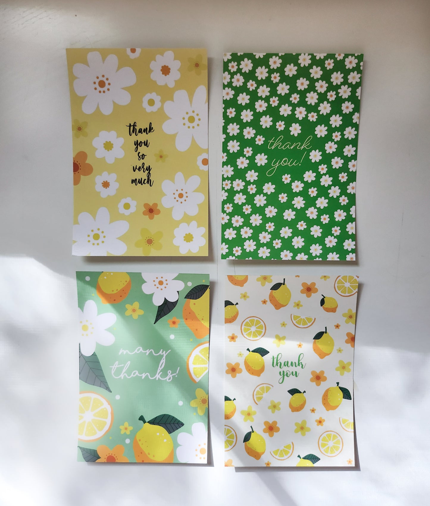 Lemon & Floral Thank You Notecards, Set of 4