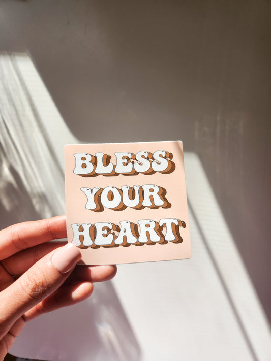 Bless your Heart Sticker, Vinyl, 3 x 3in