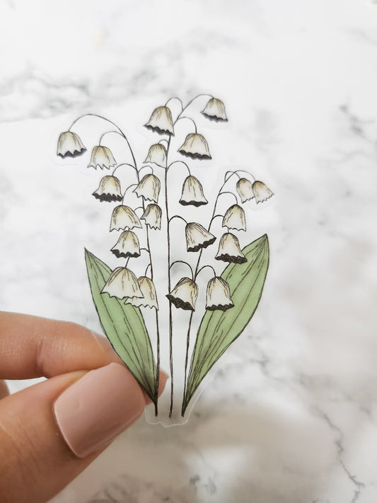 Lily of the Valley Watercolor Flower Sticker, Clear, 3 x 2.1in
