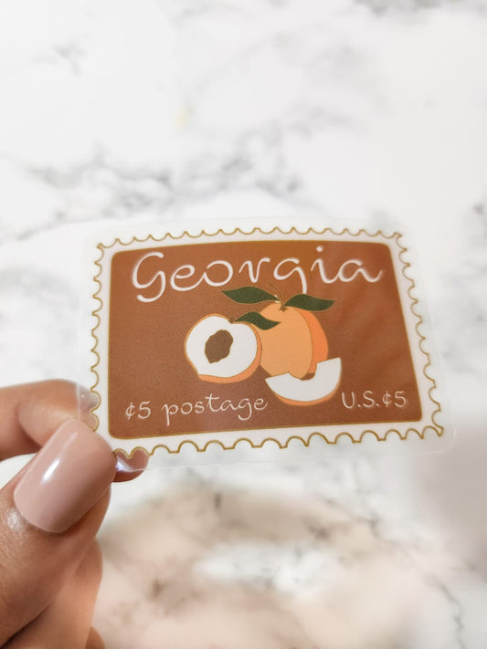 Georgia Stamp Sticker, Clear, 2.5 x 1.8in