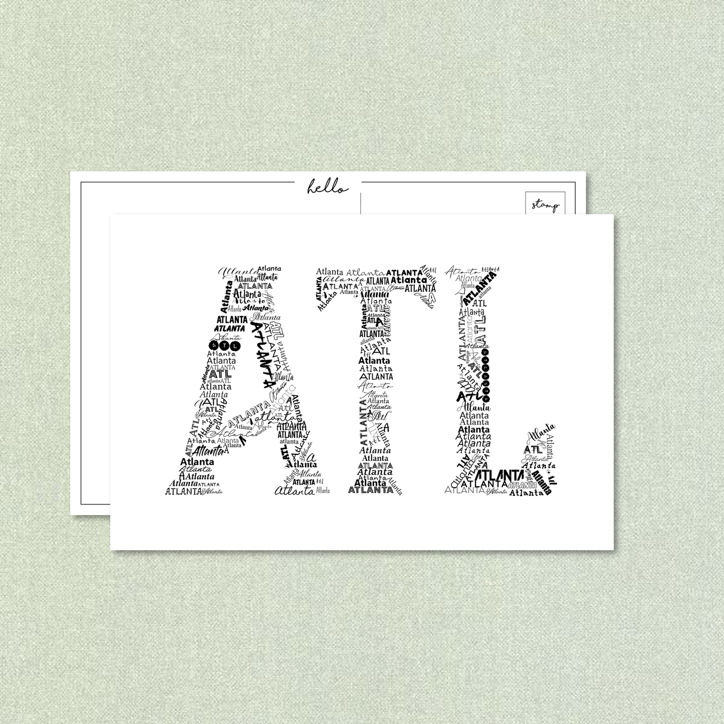 Atlanta Typography Postcard