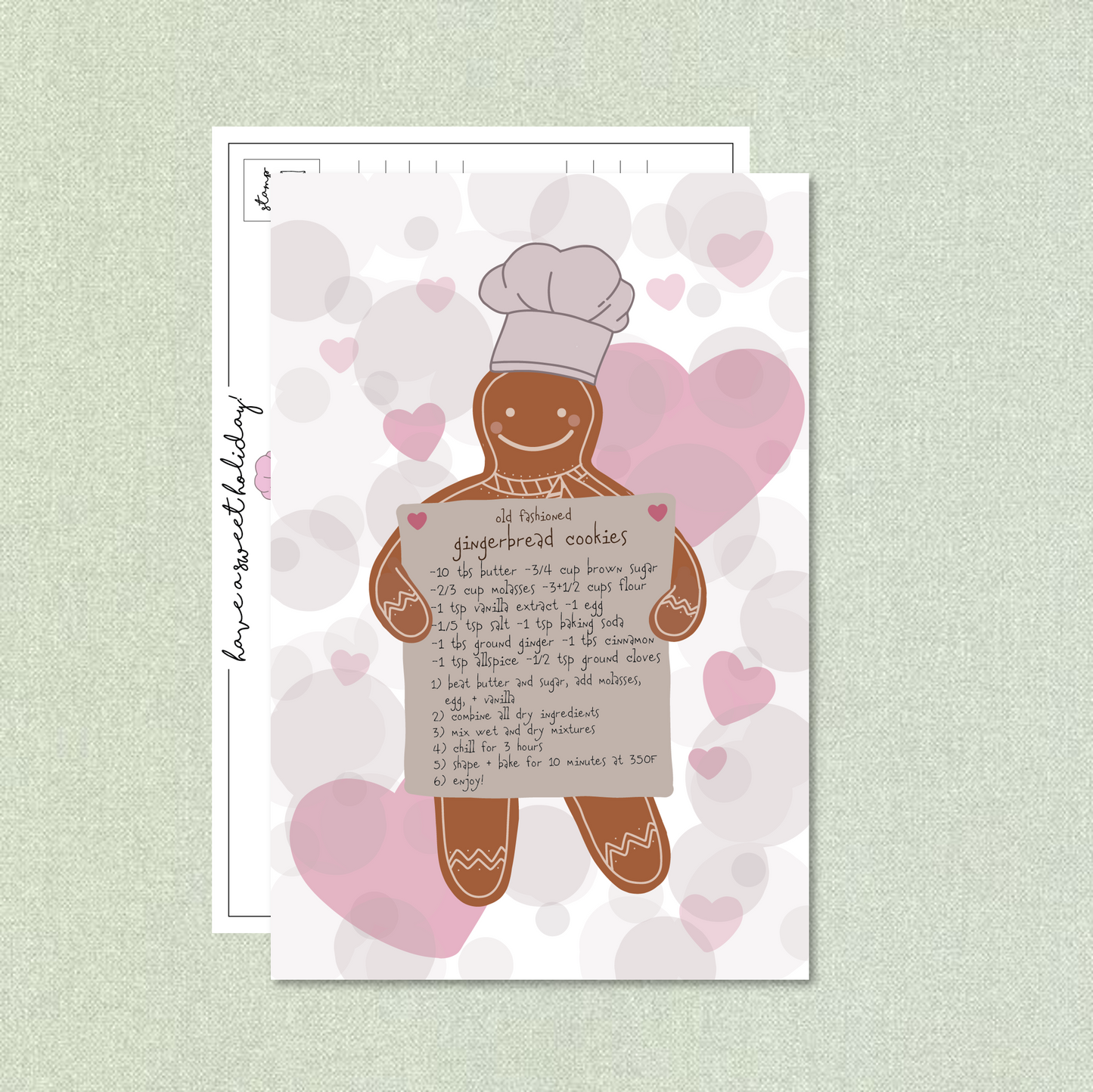 Gingerbread Recipe Postcard