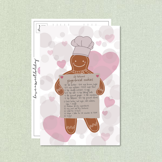 Gingerbread Recipe Postcard