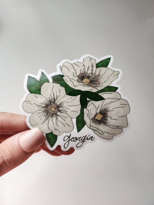 Georgia Flower Sticker, Vinyl, 3 x 3 in | Cherokee Rose