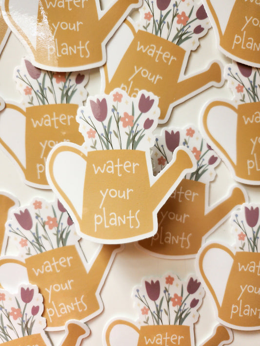 Water Your Plants Sticker, 3 x 3in | Watering Can