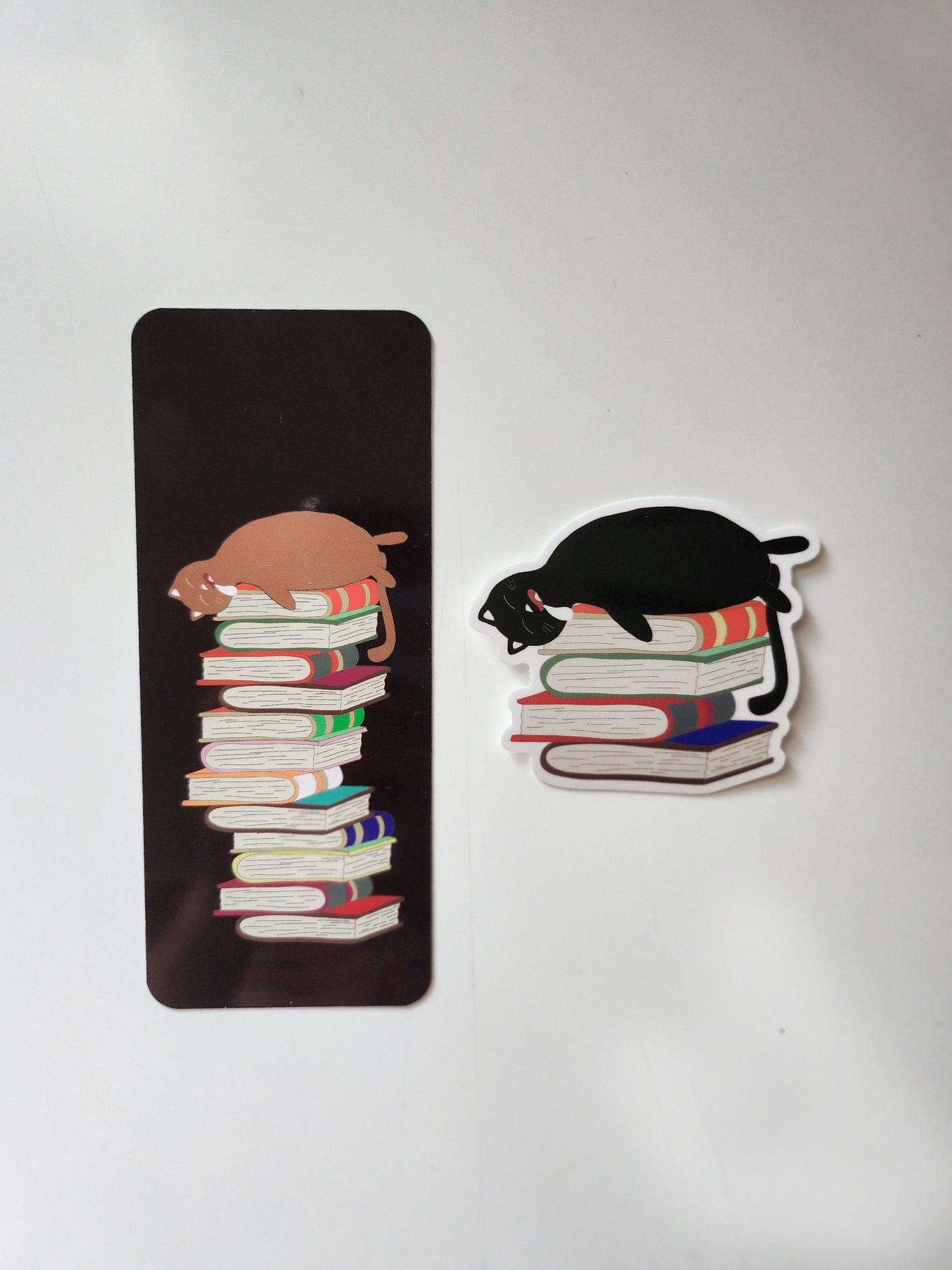 Cat on Books Sticker, 3 x 2in | Book + Cat Lover