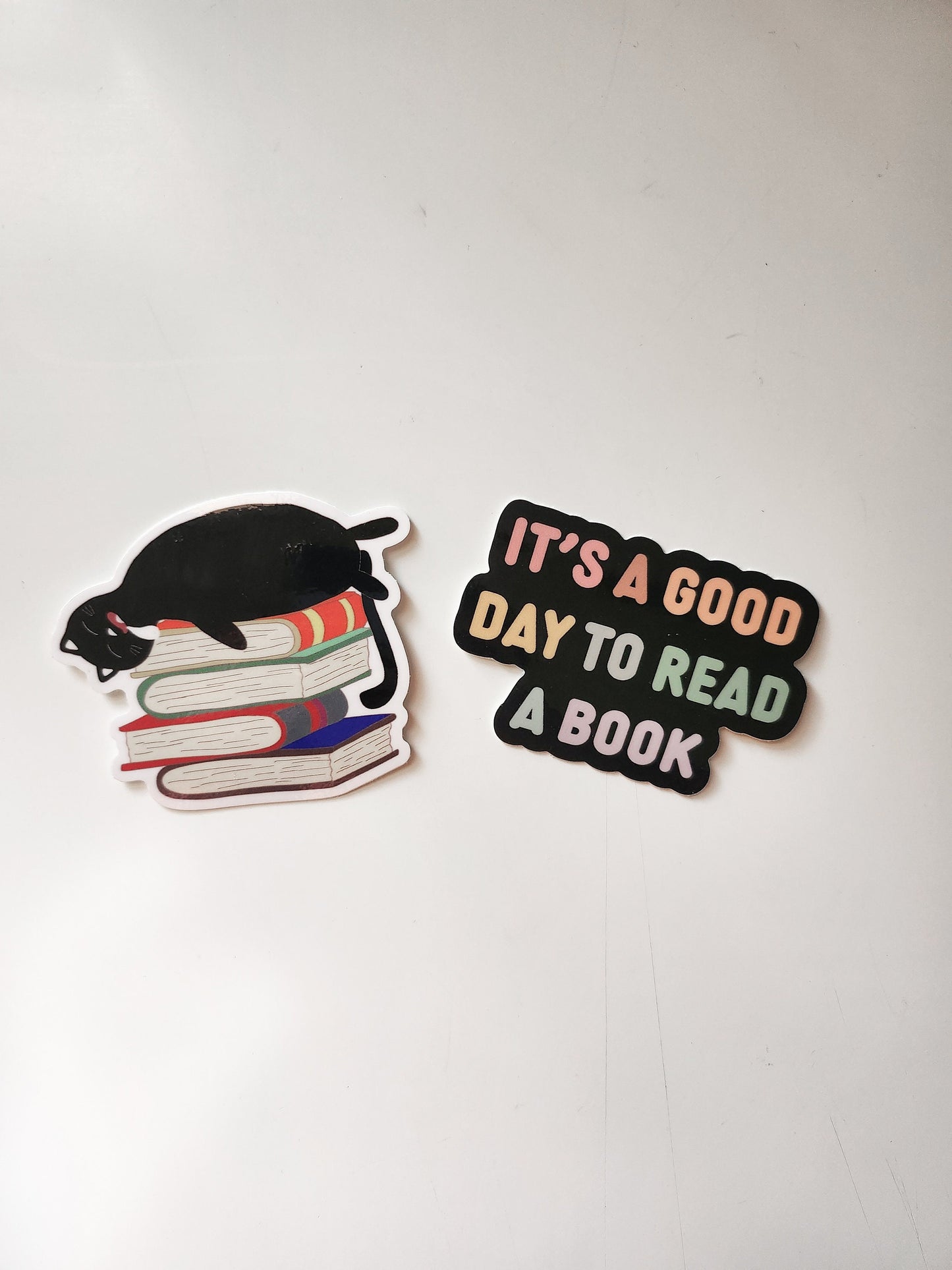 Cat on Books Sticker, 3 x 2in | Book + Cat Lover