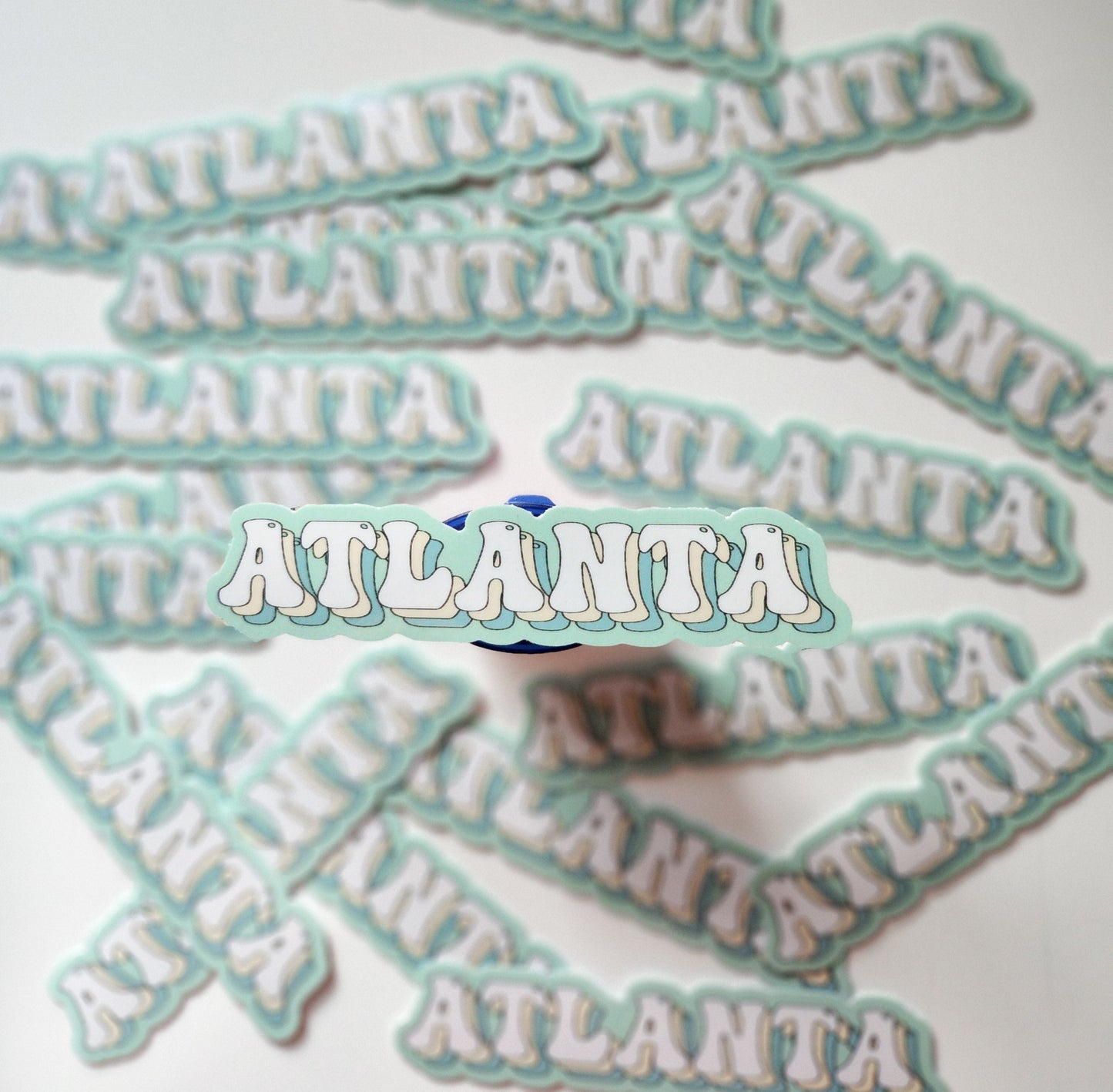 Atlanta Sticker, Vinyl, 4 x 0.8 in | Retro/ Vintage Script