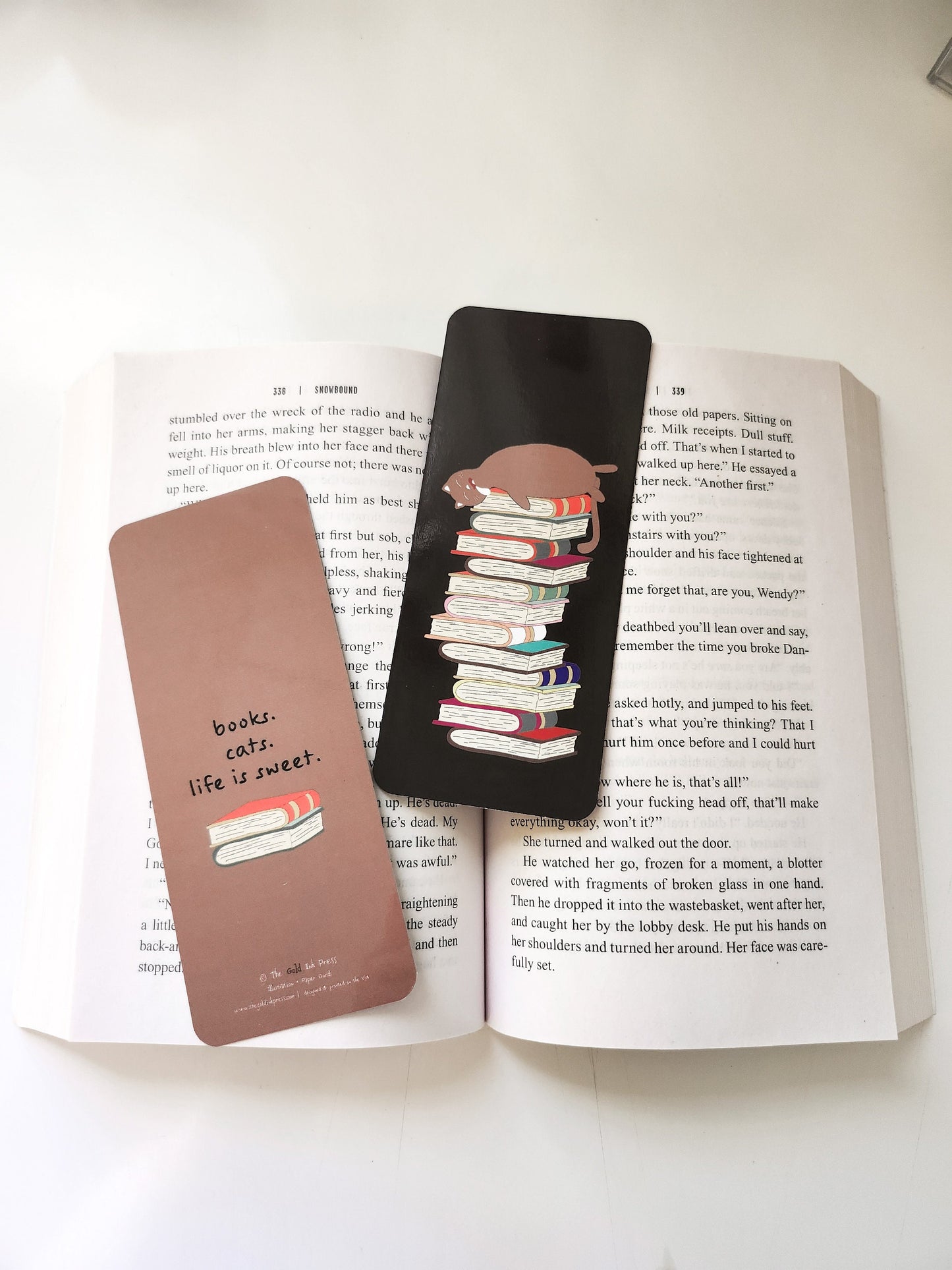 Cat on a Stack of Books Bookmark, 2.5x6"