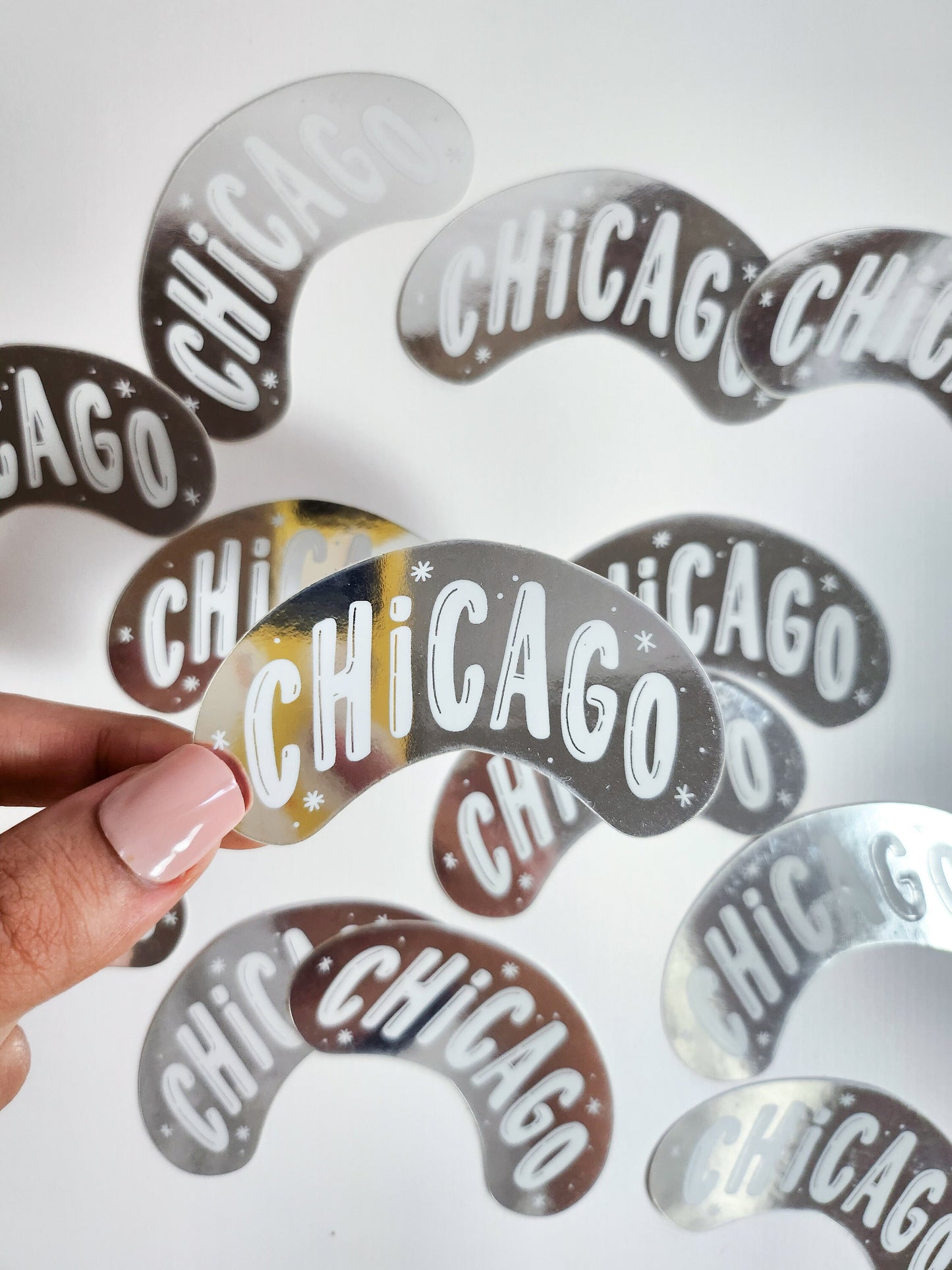 Chicago Bean Sticker, METALLIC, 2.8x1.6in
