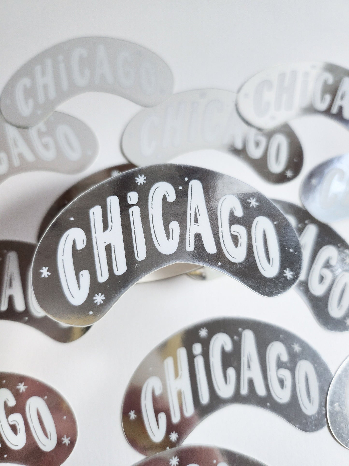 Chicago Bean Sticker, METALLIC, 2.8x1.6in