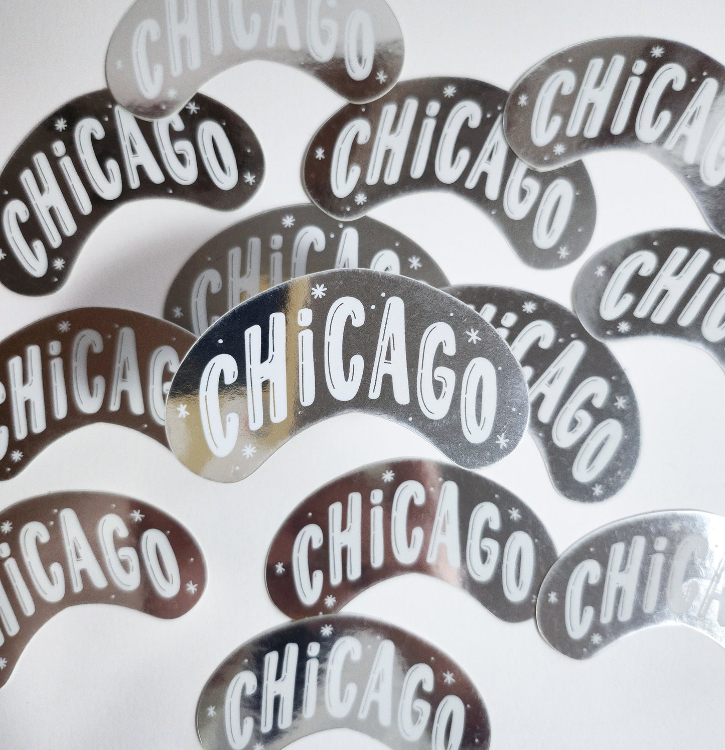 Chicago Bean Sticker, METALLIC, 2.8x1.6in