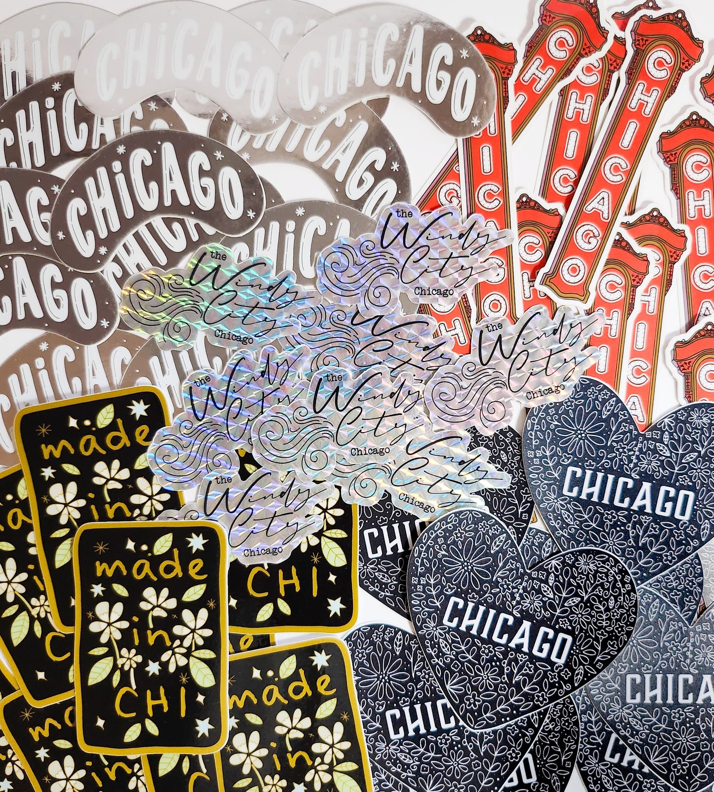 Chicago Windy City Sticker, Holographic, 2.5x1.5in