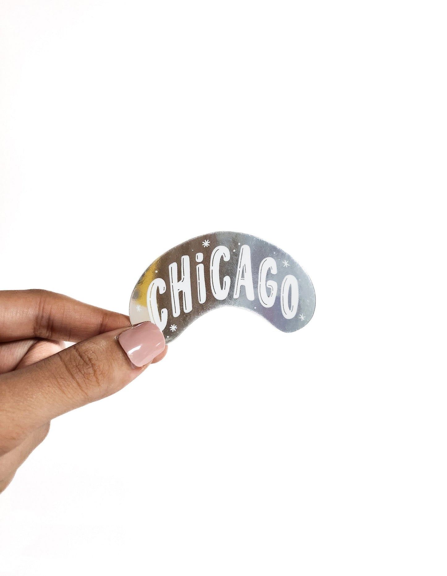 Chicago Bean Sticker, METALLIC, 2.8x1.6in