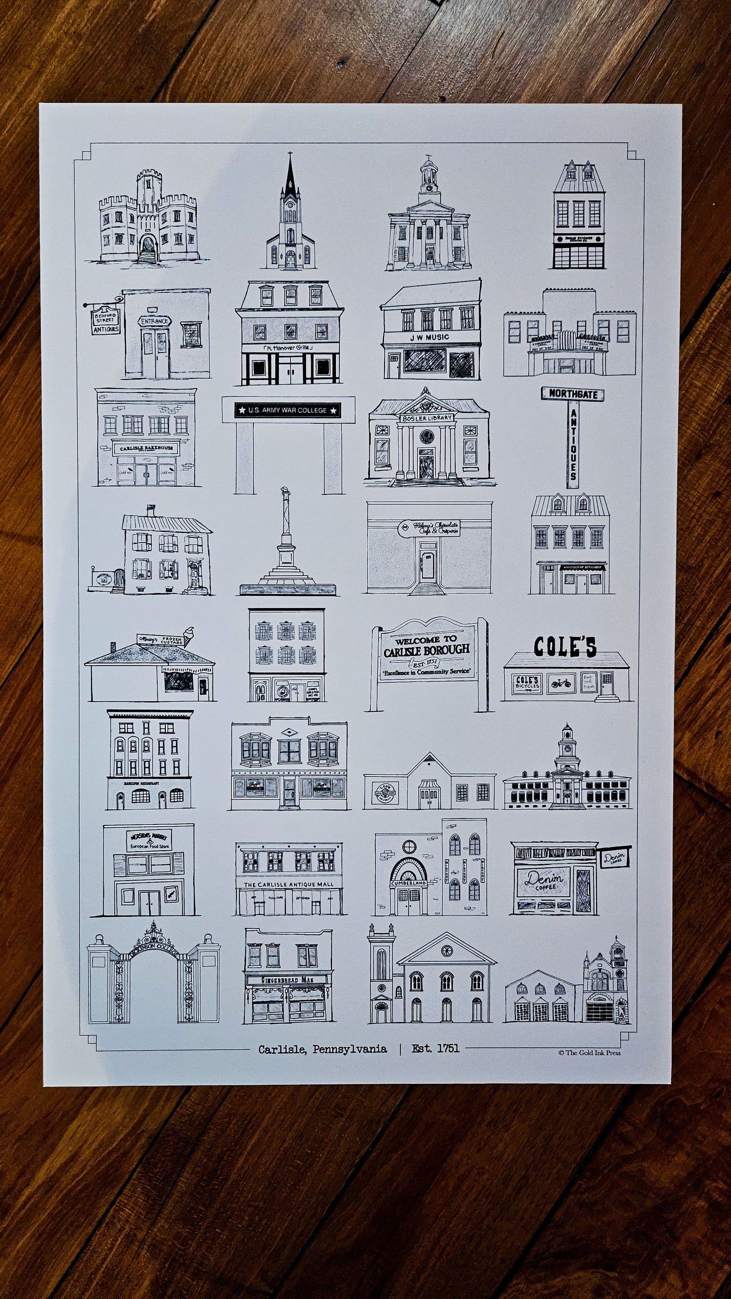 Carlisle Buildings Print, 17x11 inches