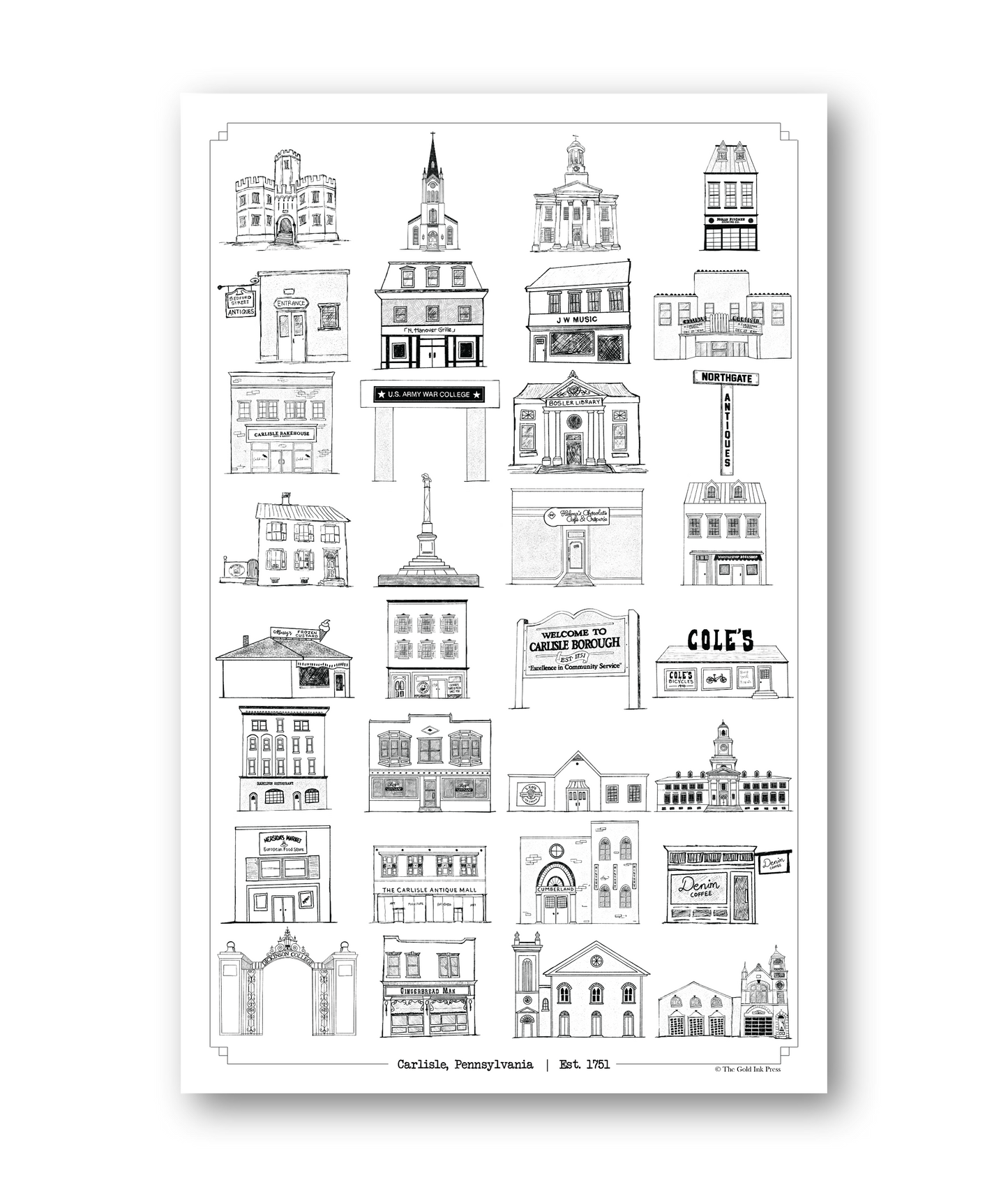 Carlisle Buildings Print, 17x11 inches