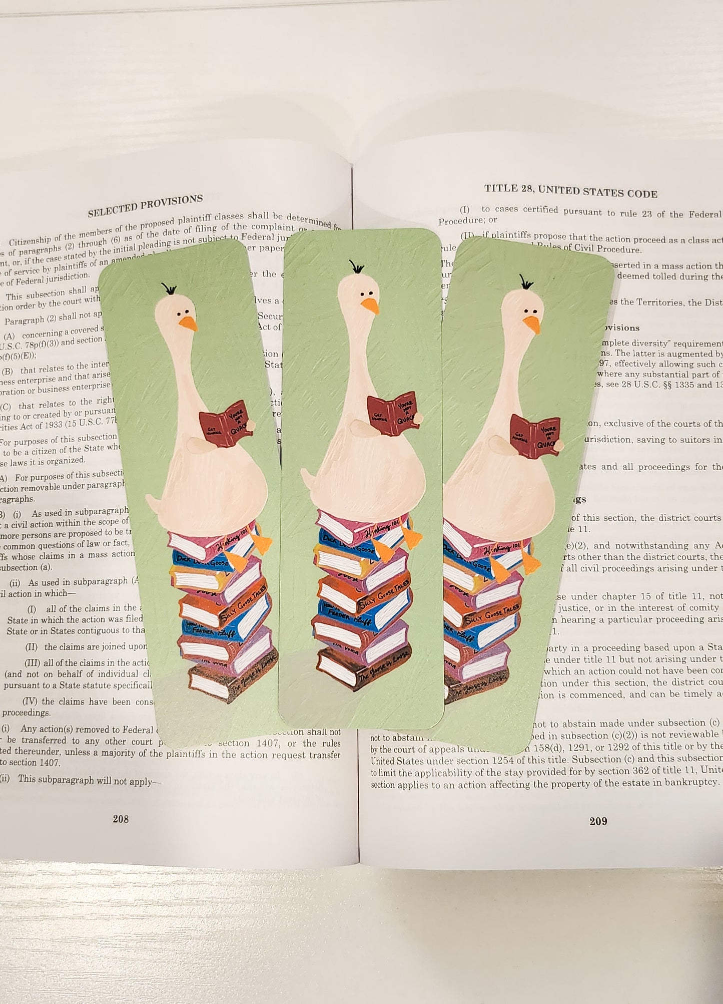 Goose on a Stack of Books- Illustrated Bookmark, 5.5x17.5 cm