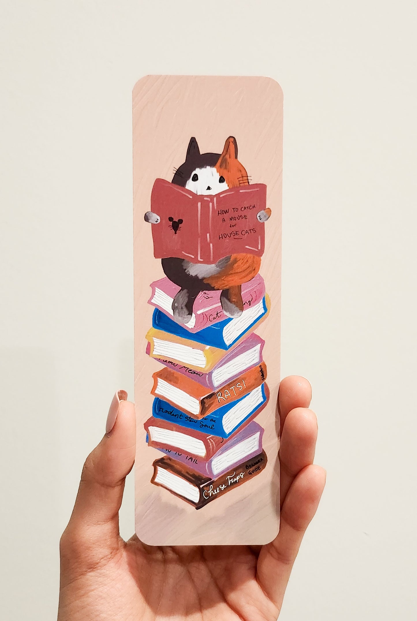 Cat Reading a Book- Illustrated Bookmark, 5.5x17.5 cm