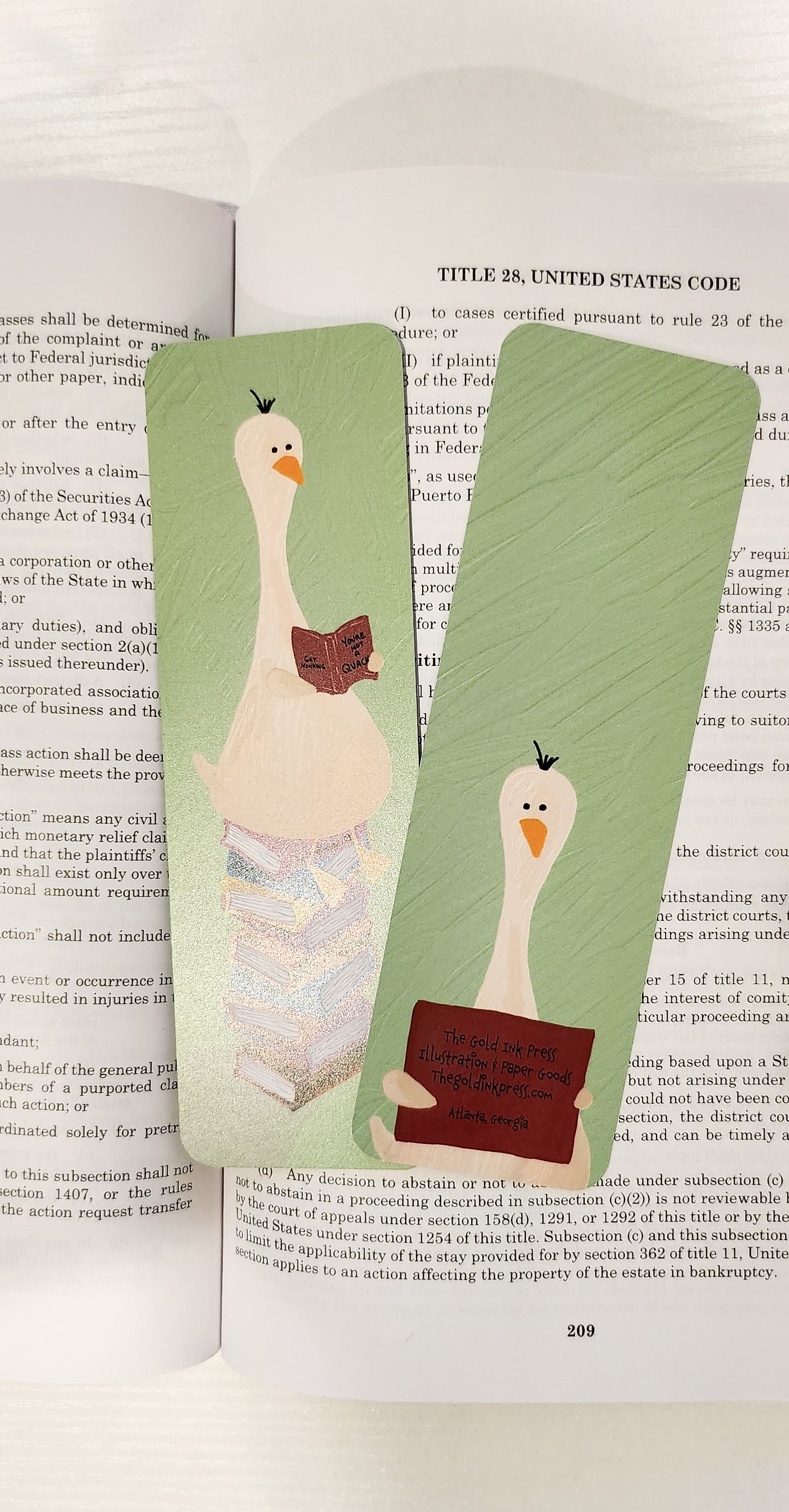 Goose on a Stack of Books- Illustrated Bookmark, 5.5x17.5 cm