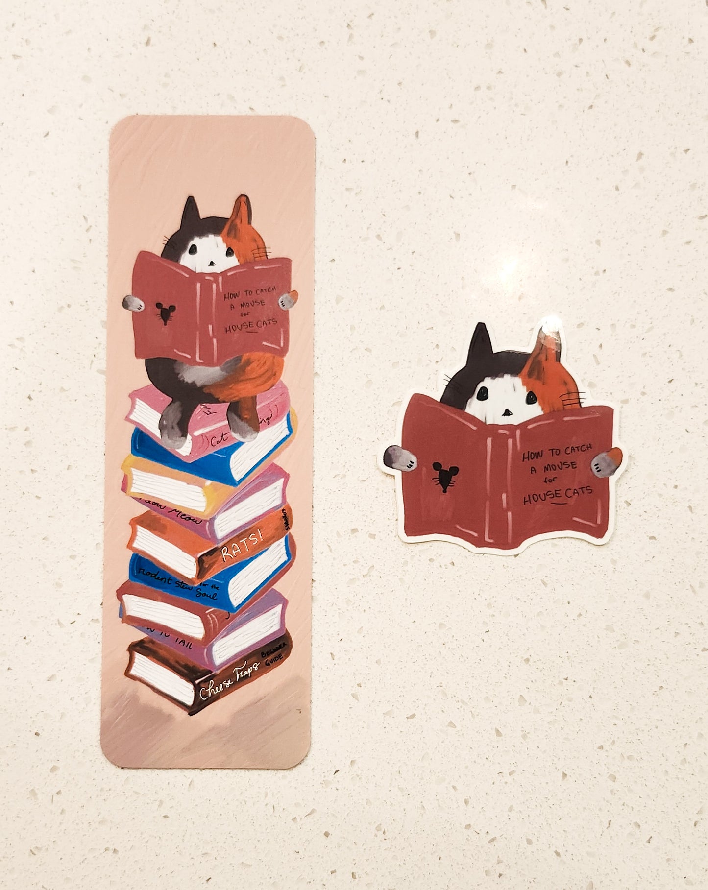 Cat Reading a Book- Illustrated Bookmark, 5.5x17.5 cm