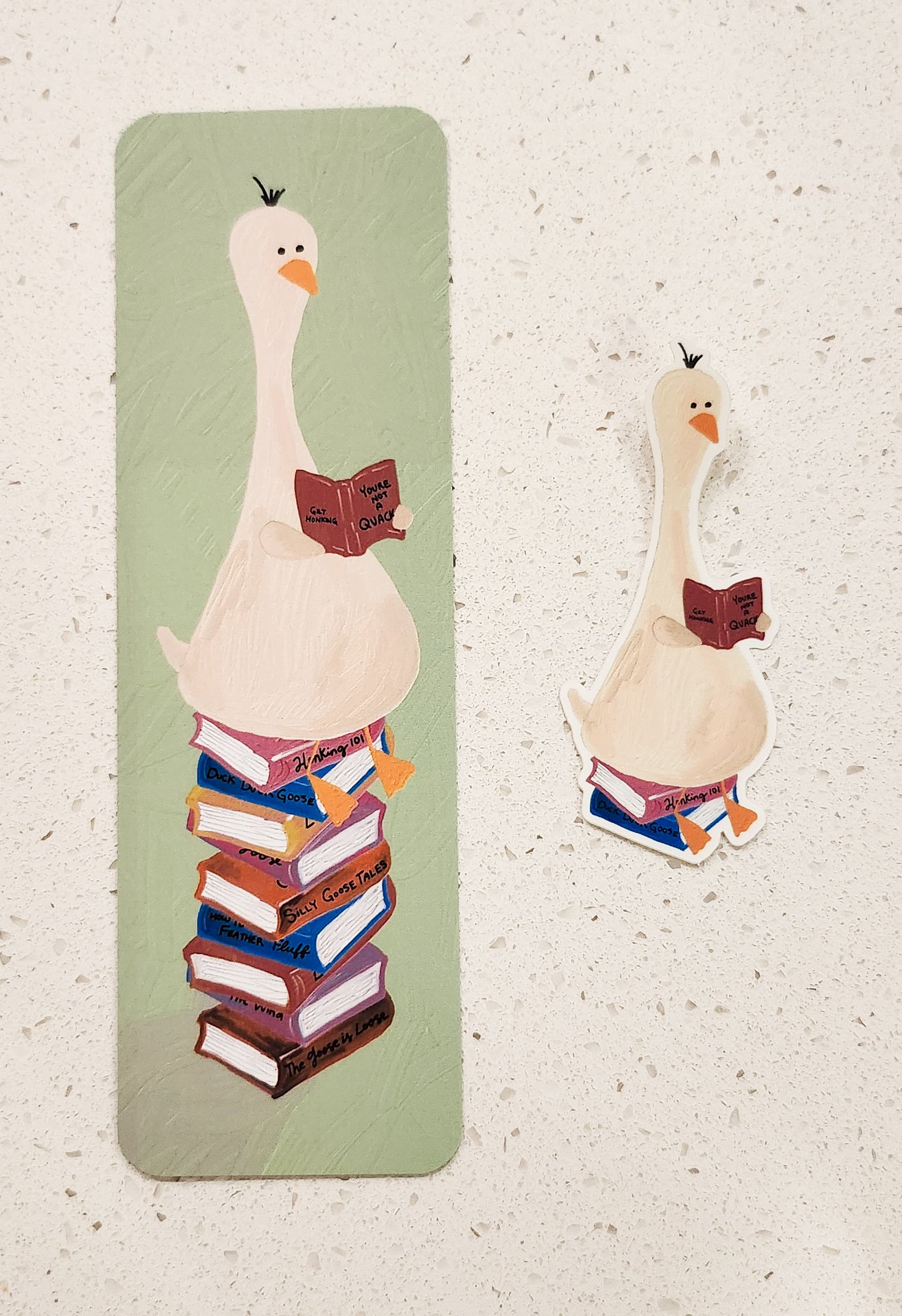 Goose Reading Sticker, 1.4x3.3in | Book Lovers