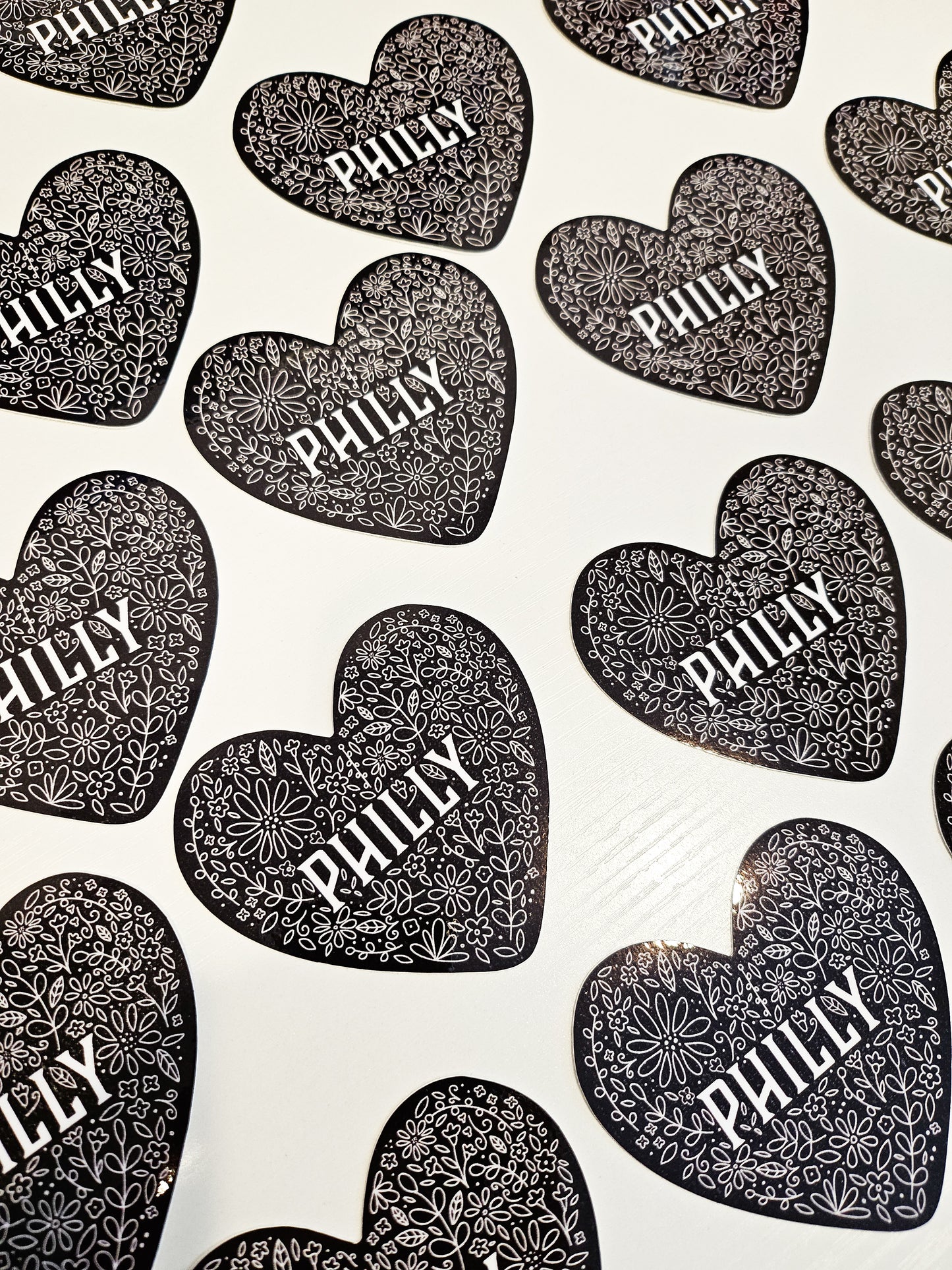 Philly Floral Heart Sticker, 2x3in