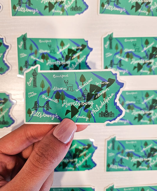 Pennsylvania State Sticker, 3x1.8in