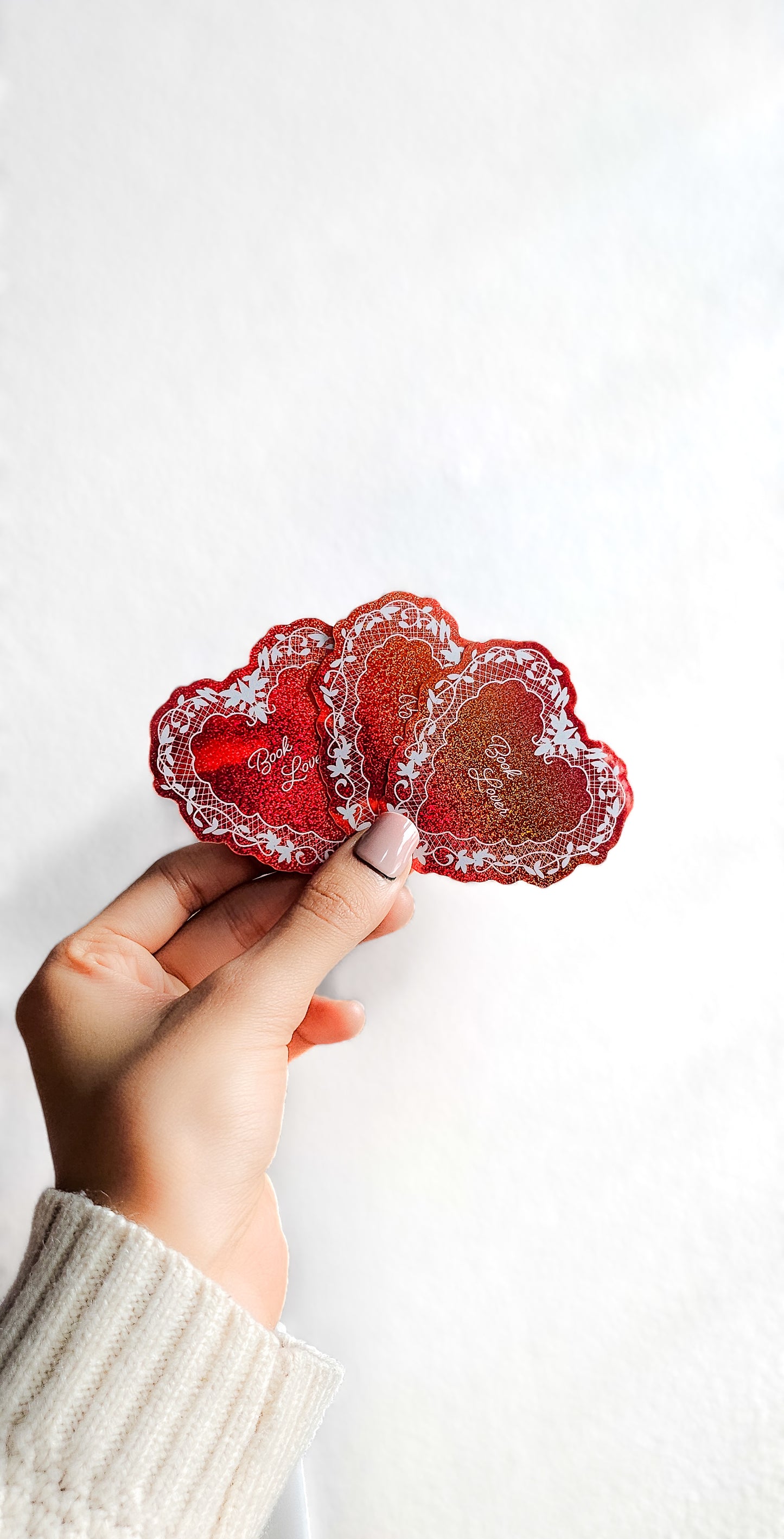 Book Lover Shiny Heart Sticker, 2.6x2.6in