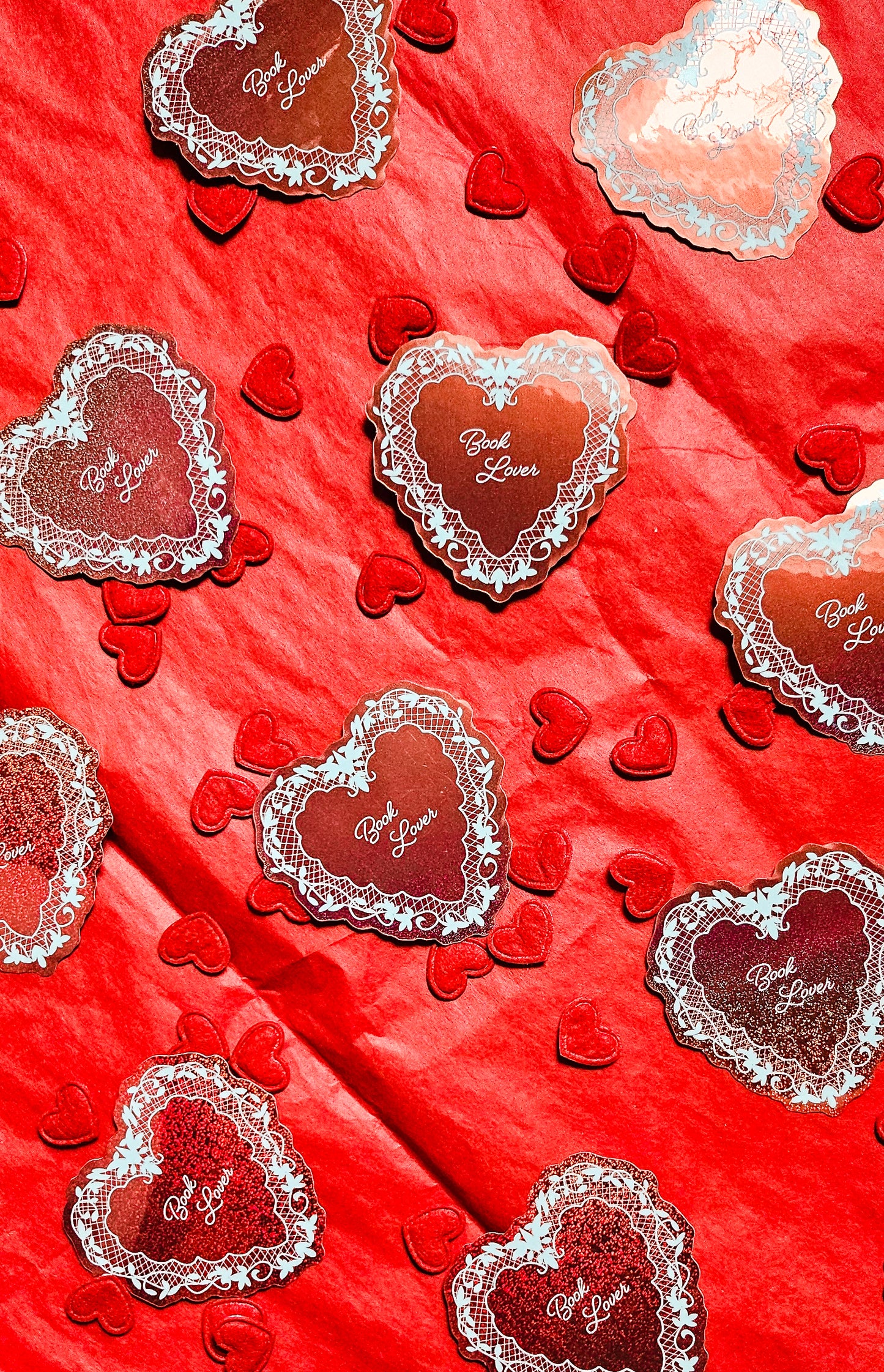 Book Lover Shiny Heart Sticker, 2.6x2.6in