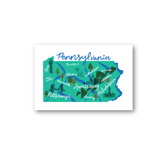 Pennsylvania State Map Postcard