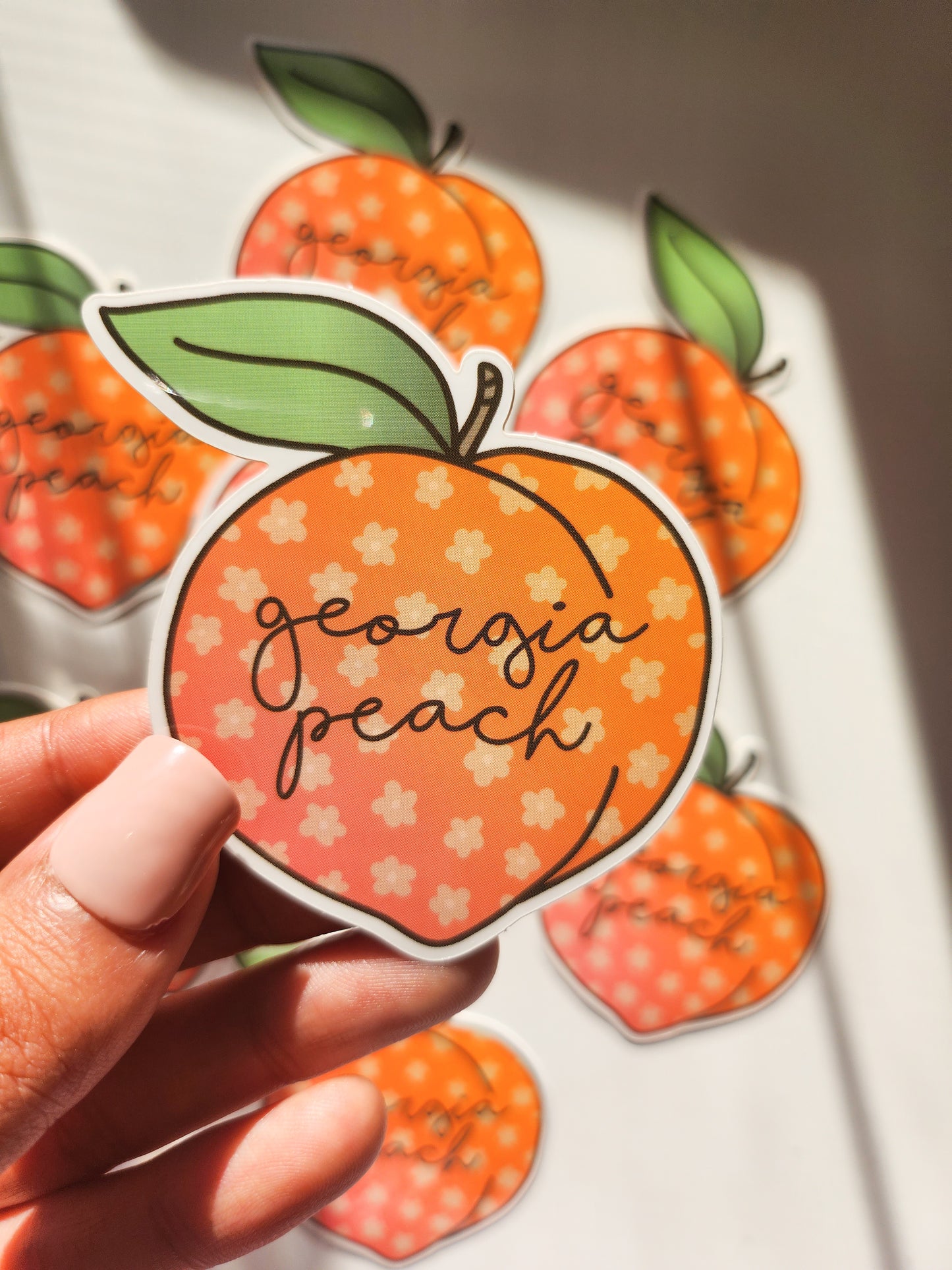 Georgia Peach Sticker in Orange, Vinyl, 2.5 x 2.5in