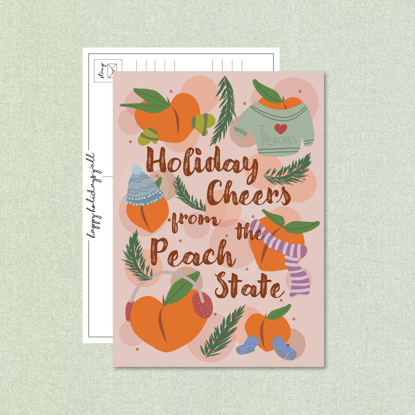 Holiday Cheers from the Peach State Postcard