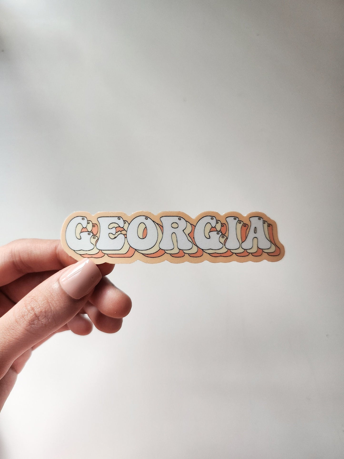 Georgia Sticker, Vinyl, 4 x 0.8 in | Retro/ Vintage Script