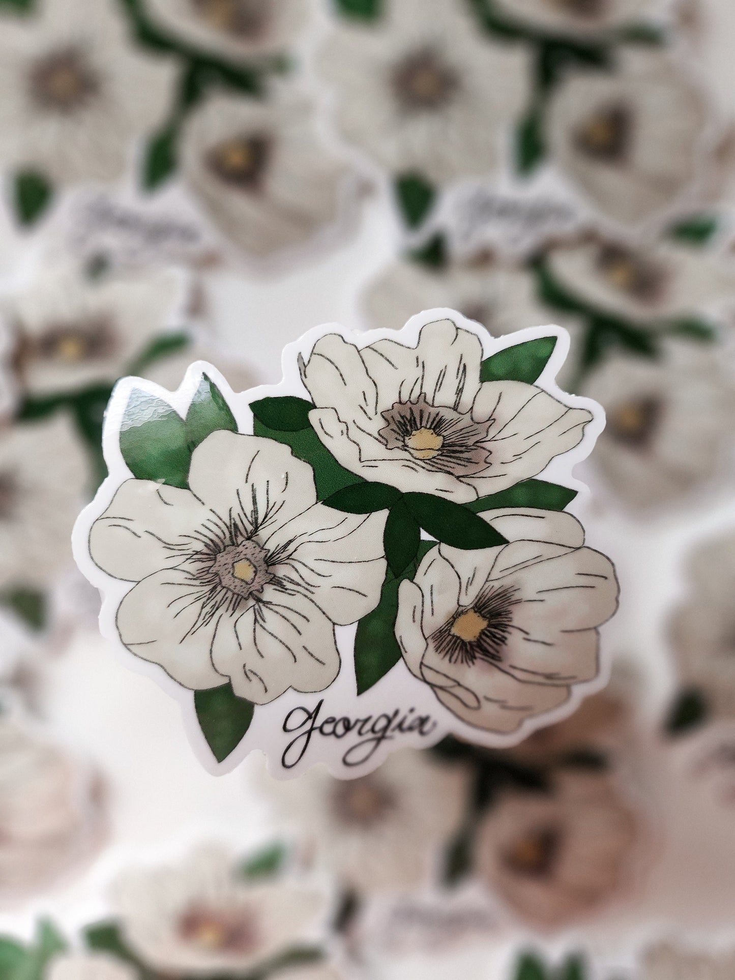 Georgia Flower Sticker, Vinyl, 3 x 3 in | Cherokee Rose