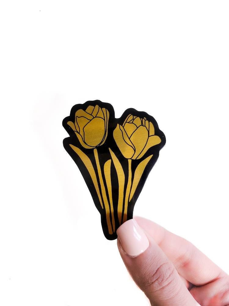 Tulip Metallic Gold Sticker, Vinyl, 3 x 2in