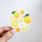 Lemons & Florals Watercolor Sticker, Clear, 3 x 3 in