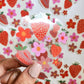 Strawberry & Florals Watercolor Sticker, Clear, 3 x 3 in
