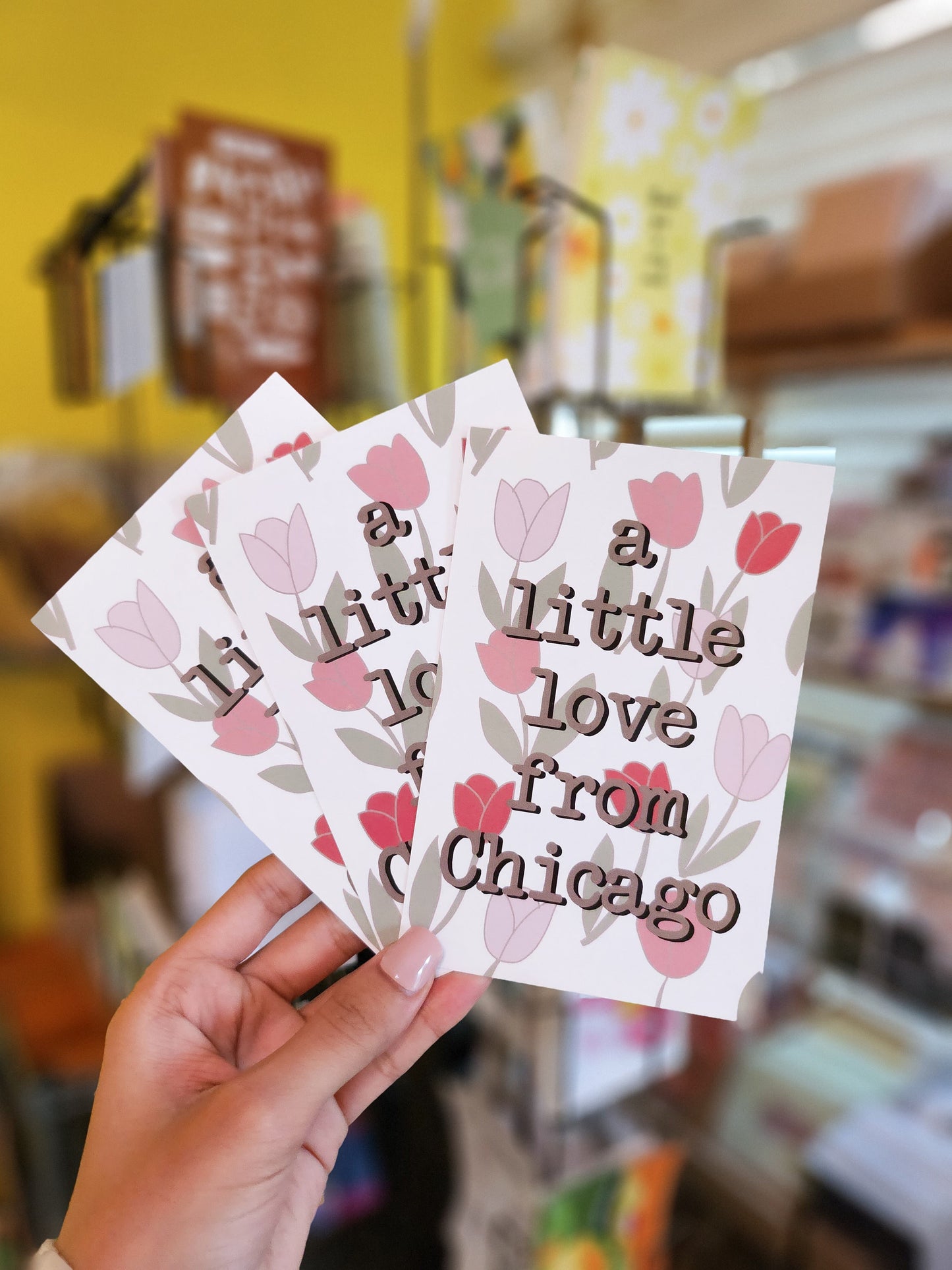 Chicago Love Floral Postcard