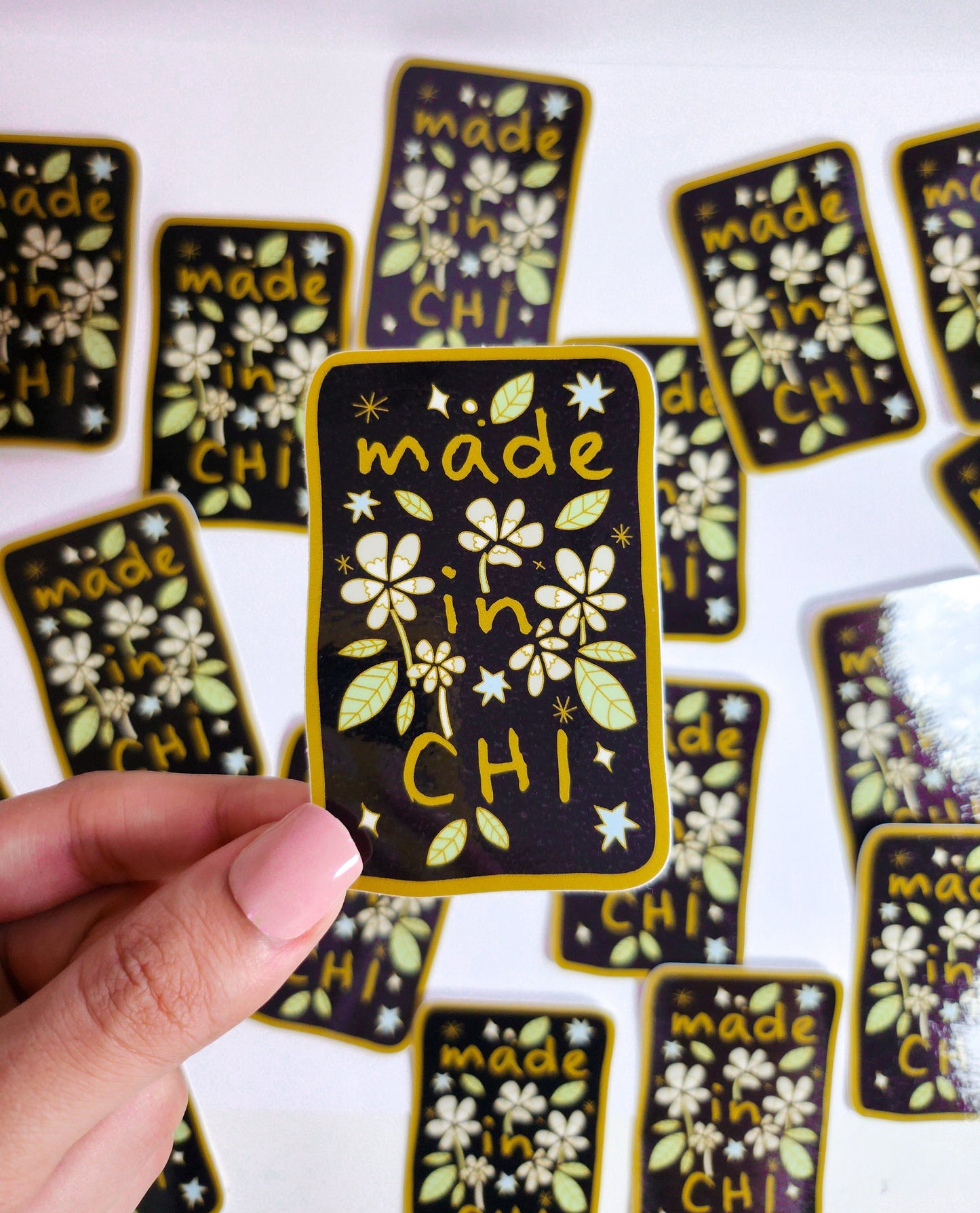 Made in Chicago Sticker, 3x2in